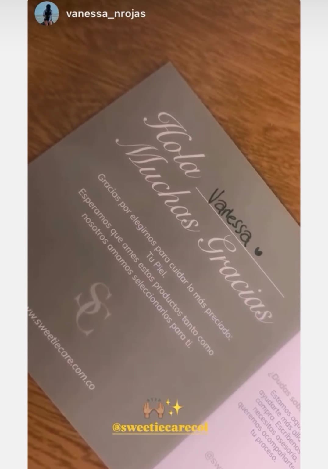 Cliente feliz en Instagram (@vanessa_nrojas)