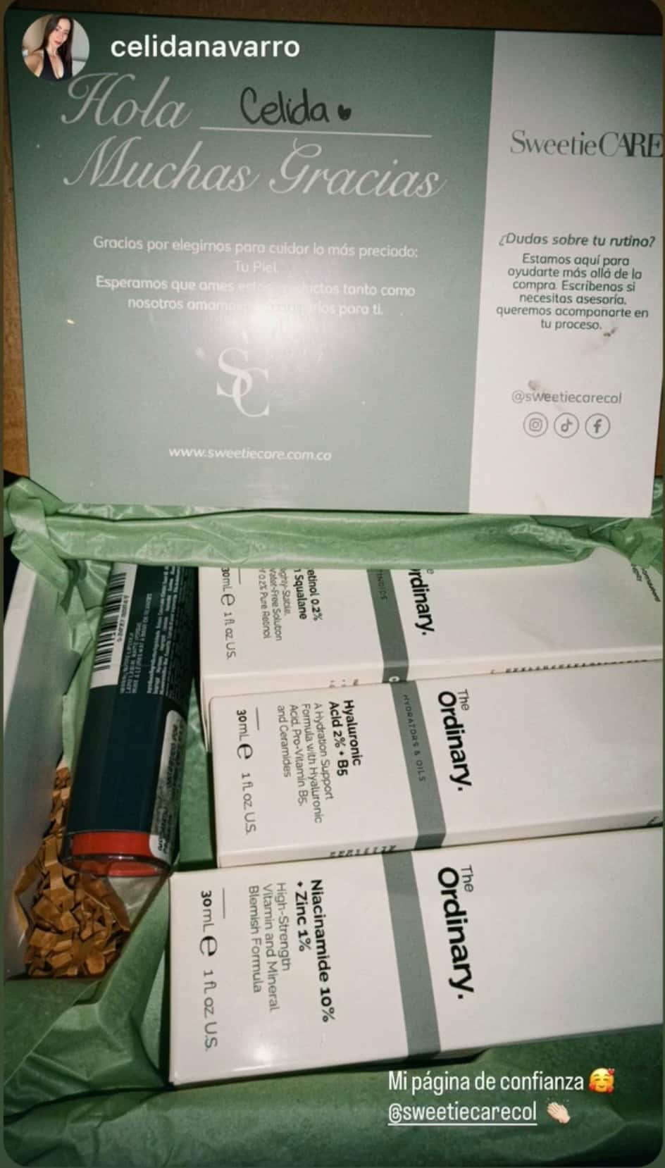 Unboxing real de cliente en Instagram